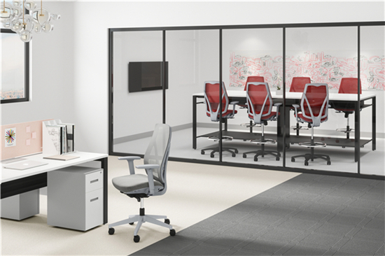 2 - Workspace with Verta Task Chair_MT05_NW36 and Verta Task Stool_MT02_NW16