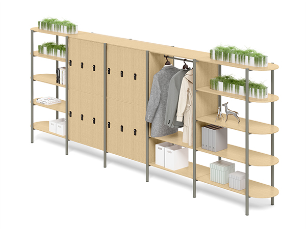 6 - 5 Tiers Open Shelf with Locker, Valet, Planter and Props